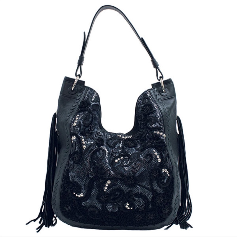 NWT Mary Frances Elegant Black Tote Shoulder Bag